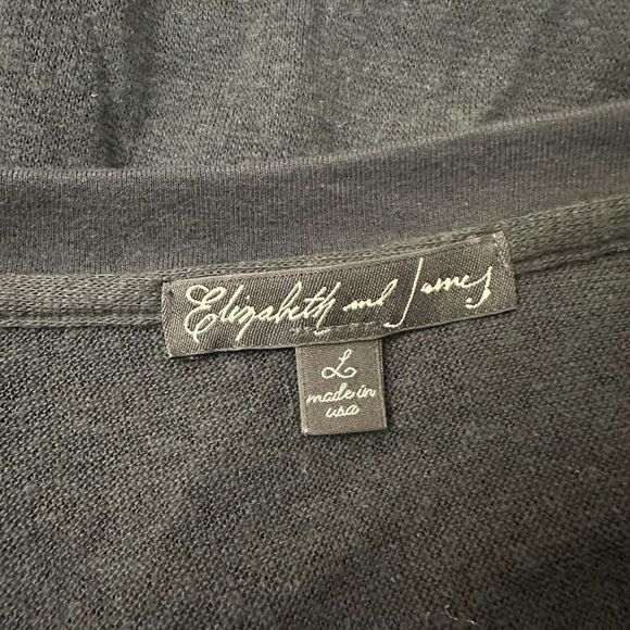 Elizabeth & James Black Lambskin & Cotton Blend Round Neck Tee sz large - Picture 6 of 9